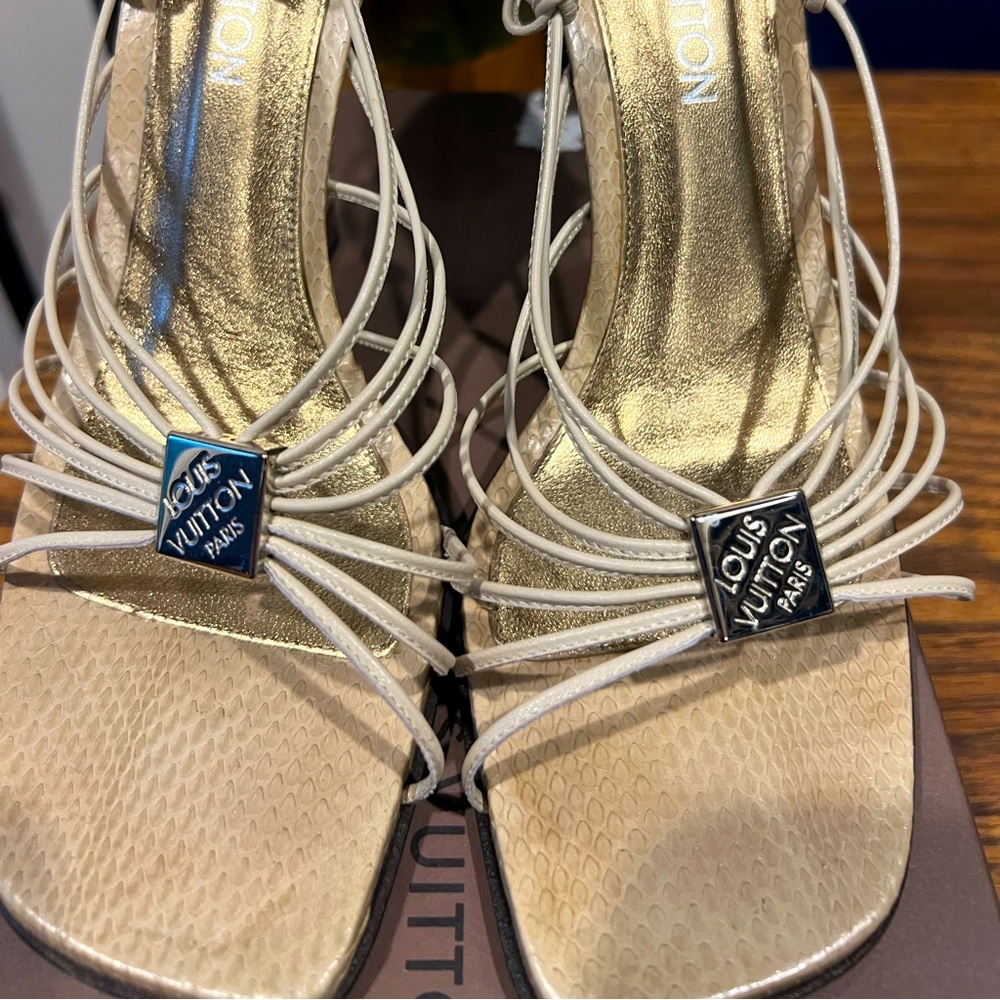 Lizard skin Louis Vuitton strappy sandals